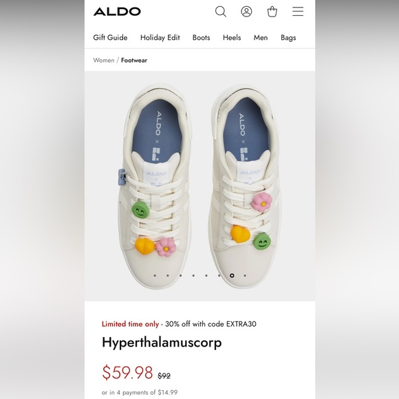 Aldo Women’s Hyperthalamuscorp Sneakers with Charms in Color Natural Size 5 - Picture 11 of 11